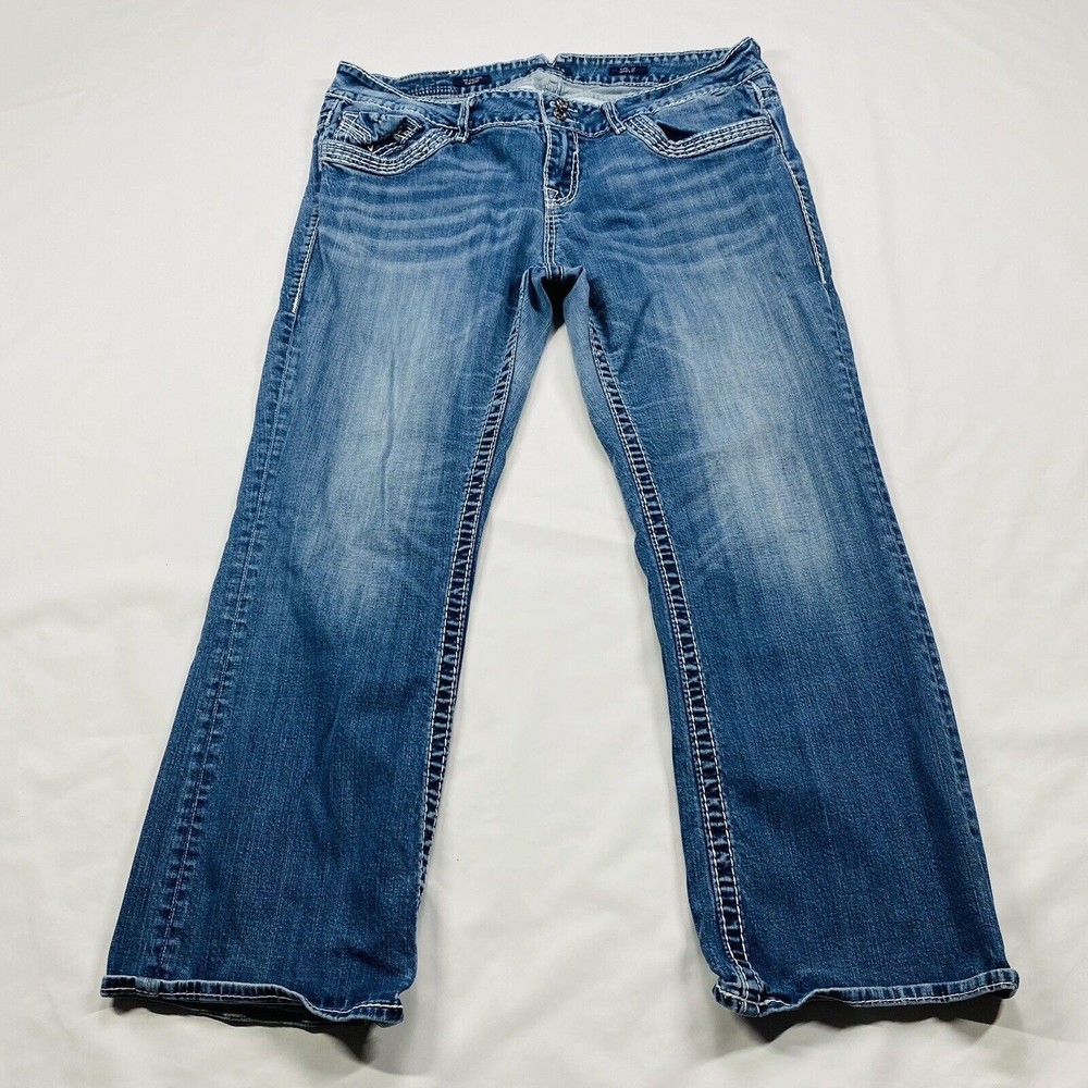 Vigoss The Chelsea Slim Boot Jeans Womens Plus Size 22 Bling Thick Stitching